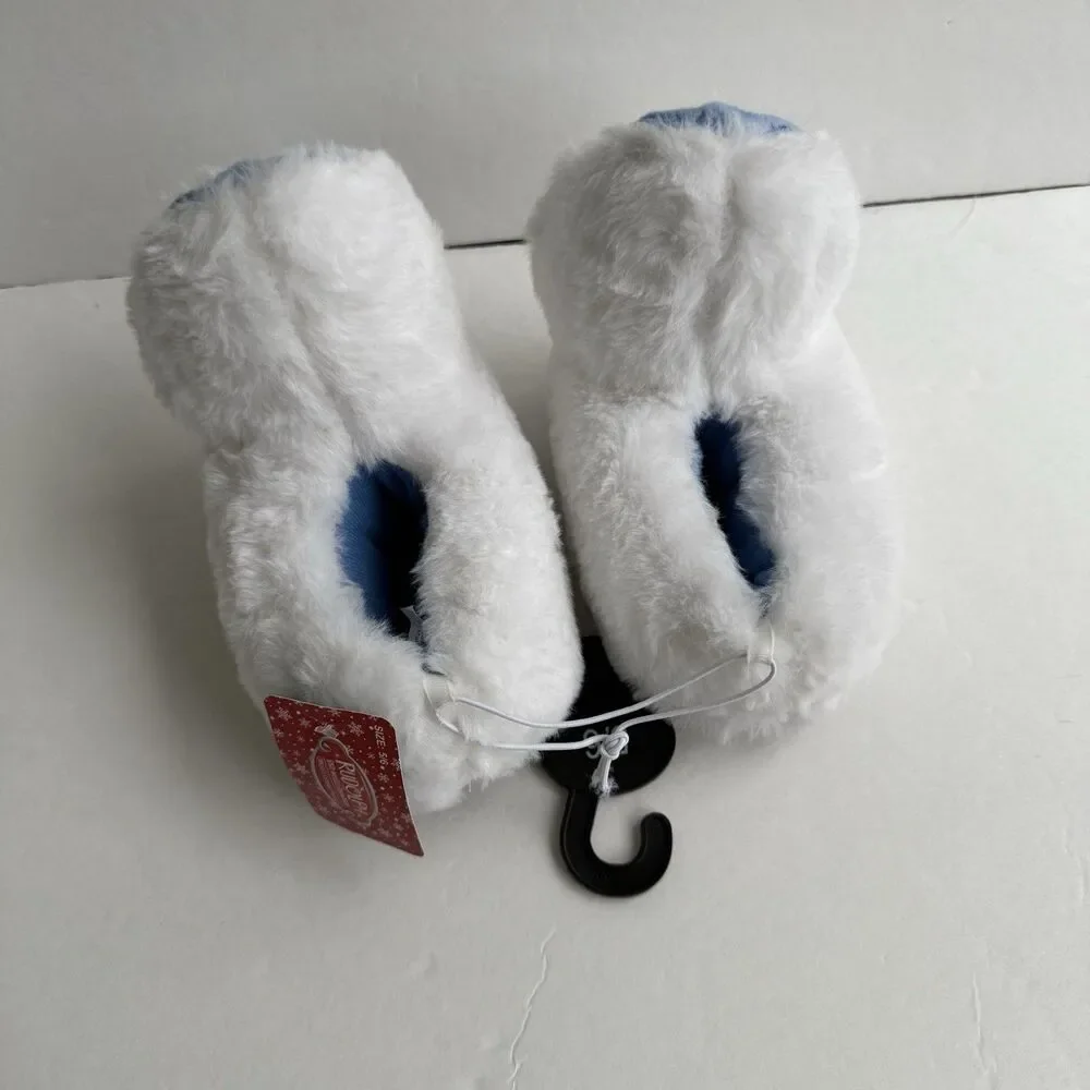Christmas Abominable Snowman Slippers Plush White Rudolph Toddler Size 5/6 NWT